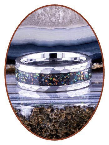 JB Memorials Tungsten Carbide Brushed Opal As gedenk Ring - JRB142OP