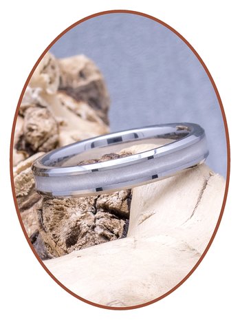 JB Memorials Tungsten Carbide Dames As Ring 'Broken White' 4mm - RB143W