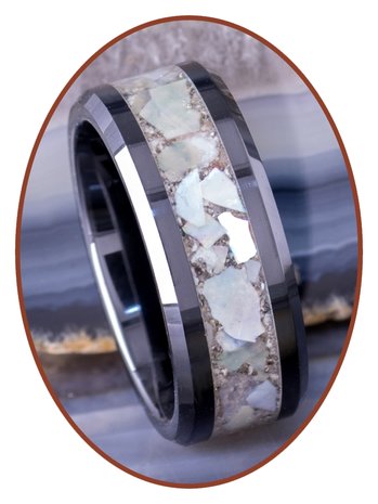 JB Memorials Ceramic Zirconium As Ring Abalone Shell 8mm - RB141SE