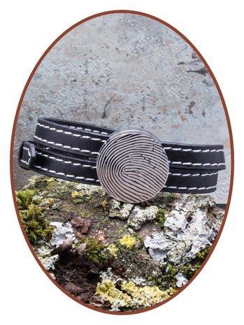 JB Memorials Edelstalen RVS  PU Leer Gedenk As - Haarlok Armband 25mm - ASB047