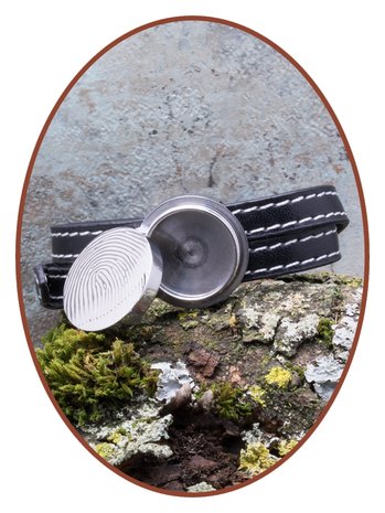 JB Memorials Edelstalen RVS  PU Leer Gedenk As - Haarlok Armband 25mm - ASB047