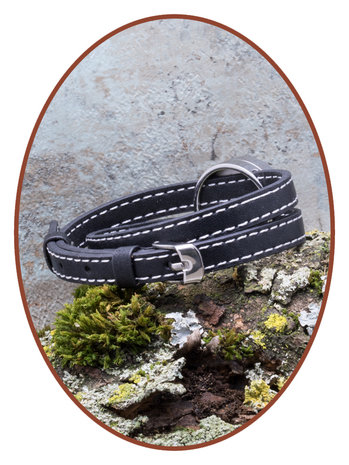 JB Memorials Edelstalen RVS  PU Leer Gedenk As - Haarlok Armband 25mm - ASB047