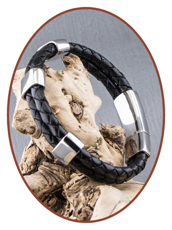JB Memorials Edelstalen RVS Lederen Heren As Armband - VAS004