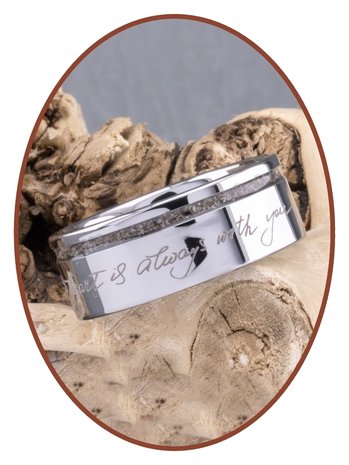 JB Memorials Tungsten Carbide Brede Handschrift Heren As Ring - RB046HH