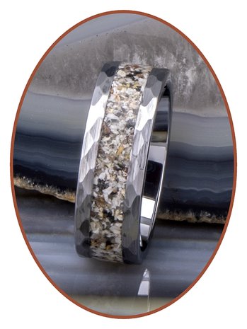JB Memorials Tungsten Carbide gehamerde As Ring - RB142
