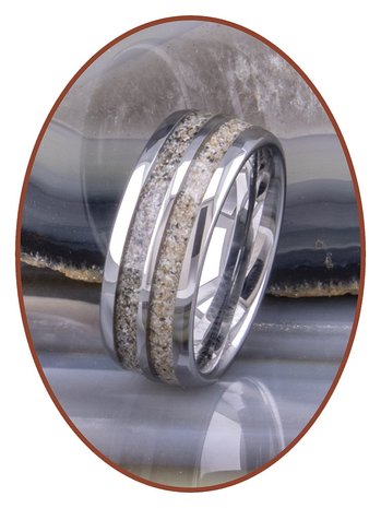 JB Memorials Exclusive Tungsten Ring met Dubbele Asverwerking - WR004DUO