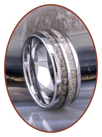 JB Memorials Exclusive Tungsten Ring met Dubbele Asverwerking - WR004DUO