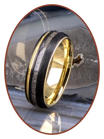 JB Memorials Tungsten Carbide Goud/Zwart As Ring 6mm - WR016D