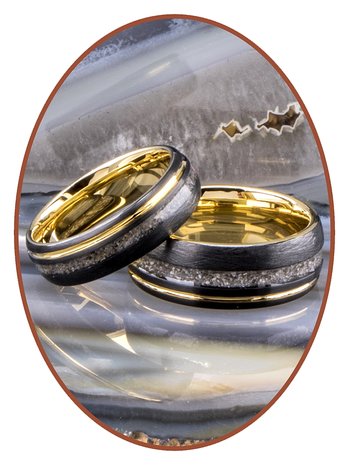 JB Memorials Tungsten Carbide Goud/Zwart As Ring 6mm - WR016D