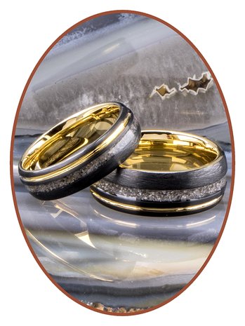 JB Memorials Tungsten Carbide Goud/Zwart As Ring 8mm - WR016H