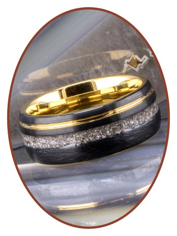 JB Memorials Tungsten Carbide Goud/Zwart As Ring 8mm - WR016H