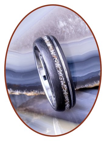 JB Memorials Tungsten Carbide Zilver/Zwart As Ring 8mm - WR017H