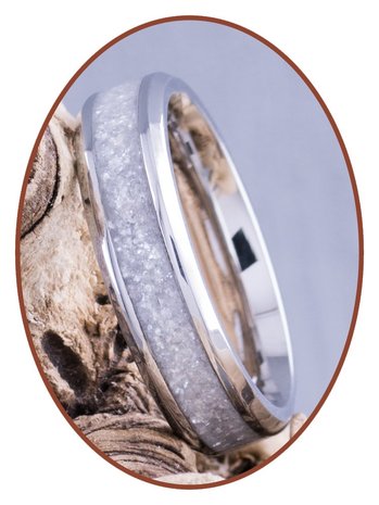 Gekleurde As gedenk Ring - 'Silver White' - 6 of 8mm breed - CRA004SW-4M2B