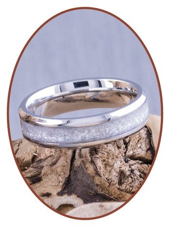 Gekleurde As gedenk Ring - 'Silver White' - 6 of 8mm breed - CRA004SW-4M2B