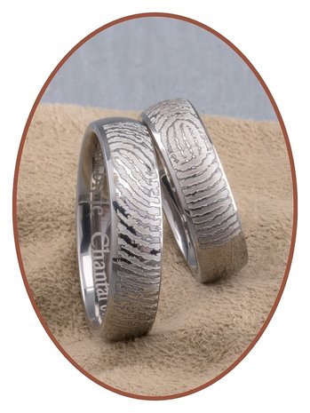 Titanium Gedenk Vingerafdruk Ring - SR004E