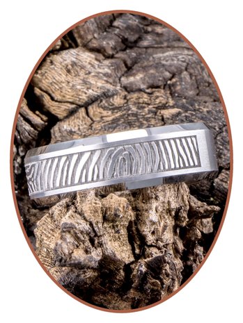 Tungsten Carbide Matte Vingerafdruk Graveer Ring - TUR001