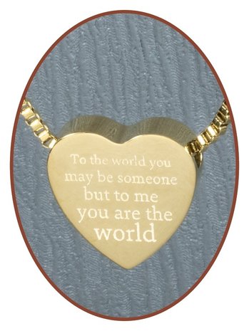 Edelstalen/RVS 'To me you are the world' Hart Ashanger Goudkleur - G304-4