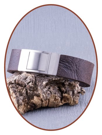 JB Memorials Edelstalen RVS Lederen Gedenk (As) Armband (6 kleuren leer leverbaar) - ZAS059