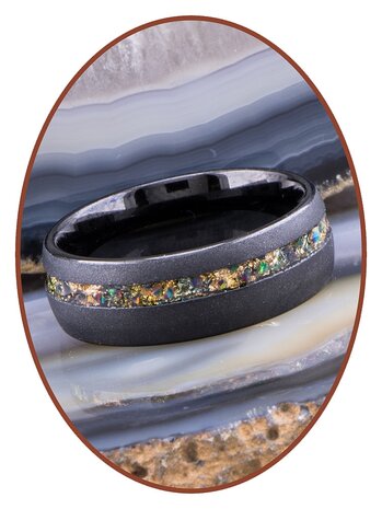 JB Memorials Tungsten Carbide  Metallic Foil Opal As Ring - RB048QA