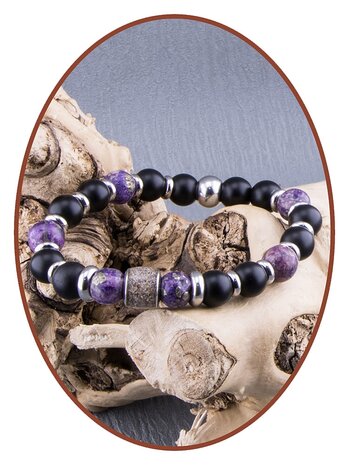 JB Memorials Assembled Synthetic Charoite and Pyrite Beads As Armband - KHA035