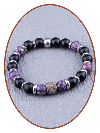 JB Memorials Assembled Synthetic Charoite and Pyrite Beads As Armband - KHA035