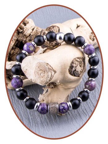 JB Memorials Assembled Synthetic Charoite and Pyrite Beads As Armband - KHA035