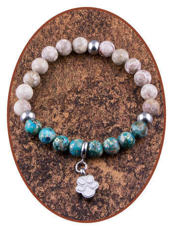 JB Memorials Exclusieve Edelsteen  - Mayfanite-Jasper & Synthetic Opal Kralen Armband in vele opties KHA039