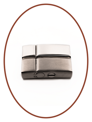 Edelstalen RVS / Leren Vingerafdruk (As) Armband met vulschroef - ASB050-Z