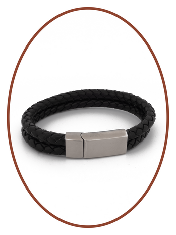 Edelstalen RVS Vintage Lederen As Armband - ASB029N