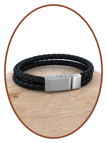 Edelstalen RVS Vintage Lederen As Armband - ASB029N