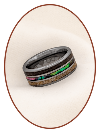 JB Memorials Exclusive Natureline Abalone Shell Tungsten As en Haar Ring - WR007H