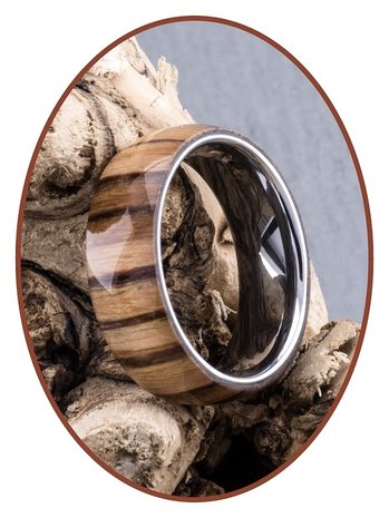 JB Memorials Natureline Wood / Tungsten  Houten Ring met As - WR003