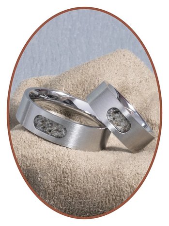 JB Memorials Edelstalen Relatie Zand / As Relatie Ring - RB044R