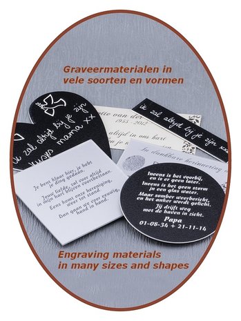 Gedenk / Graveer platen in vele materialen en vormen - GRAV001