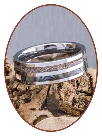 JB Memorials Exclusive Natureline Abalone Shell Tungsten As Ring - WR008