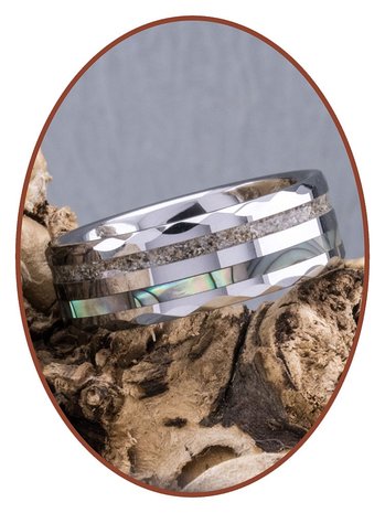 JB Memorials Exclusive Natureline Abalone Shell Tungsten Facet As Ring - WR009