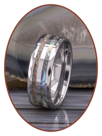 JB Memorials Exclusive Natureline Abalone Shell Tungsten Facet As Ring - WR009