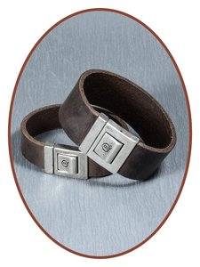 QúeB Memorials Lederen Gedenk Armband - ZA011G