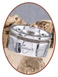 JB Memorials Zilver Chrome Brede Dames Handschrift As Ring - RB046DH