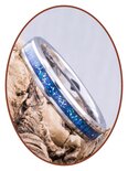 JB Memorials Tungsten Carbide Dames As Ring 'Blue Heaven' 4mm - RB143D