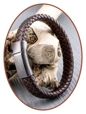 JB Memorials Edelstalen RVS Vintage Lederen Duo As Armband - ASB024DUO