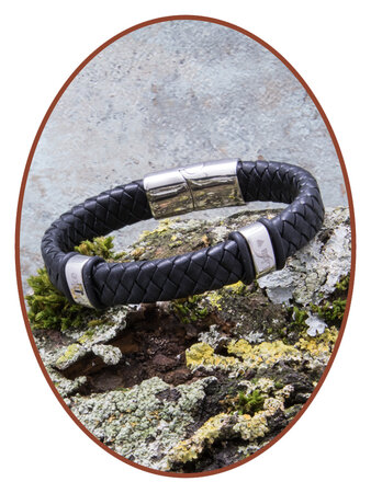 JB Memorials Edelstalen RVS Lederen As Armband 12mm - ASB024KL
