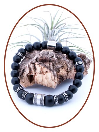JB Memorials RVS Onyx Heren Duo As Armband - KHA025
