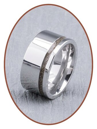 JB Memorials Zilver Chrome Brede Dames As Ring - RB046D