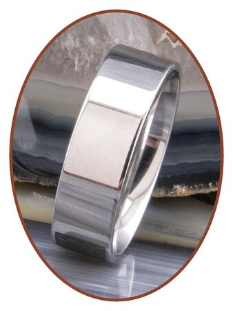 JB Memorials Edelstalen Gepolijste Vingerafdruk Gedenk Ring 6mm - TR012D