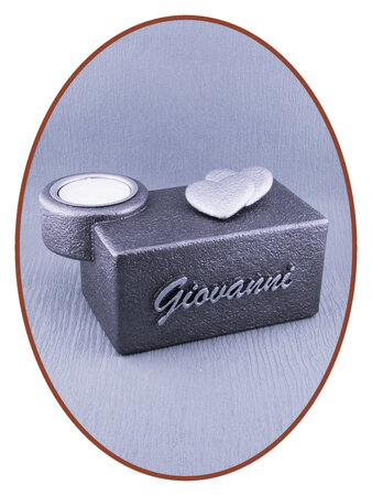 Mini As Urn met Theelichthouder 'Name & Hearts'  - HMP661B