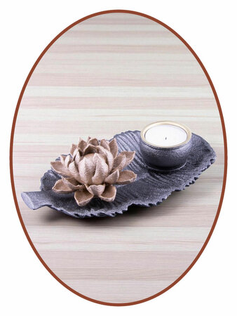 Mini As Urn 'Lotus op blad' in vele kleuren met theelicht  - HMP681