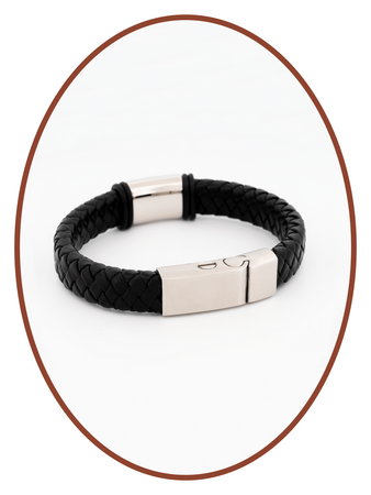 Edelstalen RVS / Leren Vingerafdruk (As) Armband met vulschroef - ASB050-Z