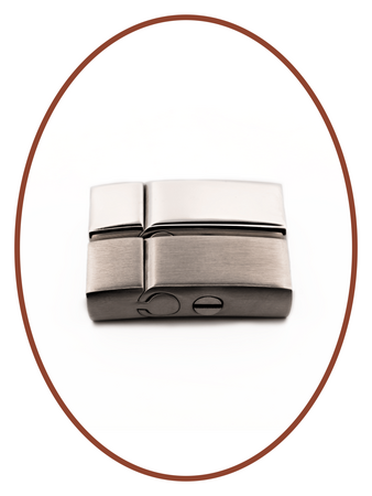 Edelstalen RVS / Leren Vingerafdruk (As) Armband met vulschroef - ASB050-Z