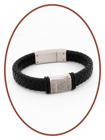 Edelstalen RVS / Leren Vingerafdruk (As) Armband met vulschroef - ASB050-Z